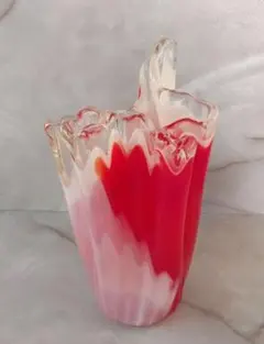 昭和レトロ　フリル花瓶　マーブルフラワーベース　70s ミッドセンチュリー