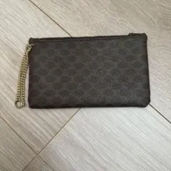 【CELINE】セリーヌ マカダム柄 ミニポーチ ブラウン チェーンストラップ付のサムネイル