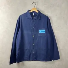 70s ユーロ HBT ワークジャケット カバーオール ヘリンボーン ブラック