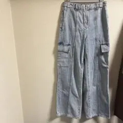 H&M ライトブルー ワイドパンツ サイドポケット