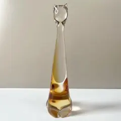 オブジェ 置物 アヒル ガラス 透明 ヴィンテージ ミッドセンチュリー