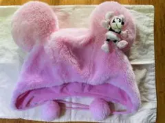 ミニー耳付きピンク帽子とミニーぬいぐるみ　ディズニーリゾート