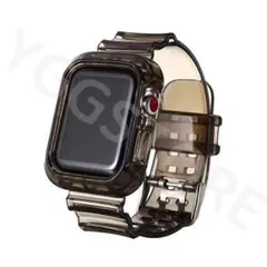 アップルウォッチ クリア 一体型 バンド 38mm/40mm 黒 6 se 5