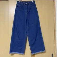 美品 スプレイ フリンジデニムパンツ ワイドパンツ ブルー M レディースデニムのサムネイル