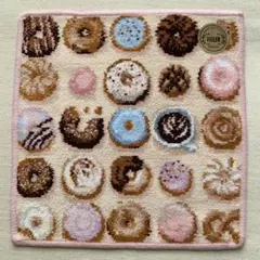 ラブラリーバイフェイラー モグモグドーナツ ハンカチ　ベージュ×ペールピンク