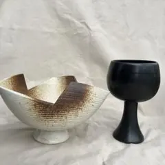 新品未使用　日本趣味の会　陶製花器2点セット