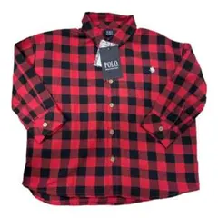 Polo 赤と黒 チェック 長袖シャツ