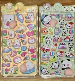 おしりシール　2枚セット　ぷっくりシール　手帳デコ　パンダシール　くまシール