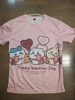 ちいかわ ハチワレ うさぎ バレンタインデー Tシャツ ピンク Мのサムネイル