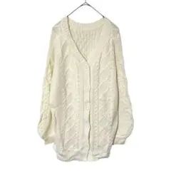 【美品】ehkä söpö ざっくりケーブル編みカーディガン オフホワイト F