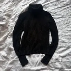 【USA製】J.CREW タートルネック 黒 ニット ブラック タイトセーター