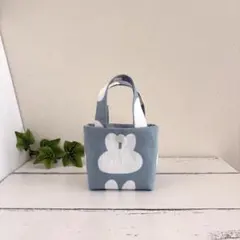 No.E110 ミニミニトートバッグ 布バスケット ハンドメイド うさぎ