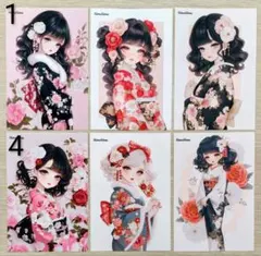 バラ売り可能♡　りまりま♡様　着物ガール　人物ステッカー おすそ分け