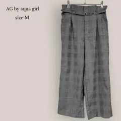 【エージーバイアクアガール】ワイドパンツ　ハイウエスト　チェック　千鳥柄　美品