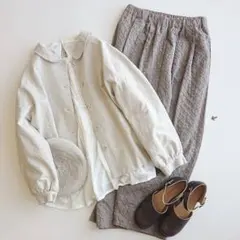 SamansaMos2新品タグ付き ダイヤドット刺繍パンツ モカ