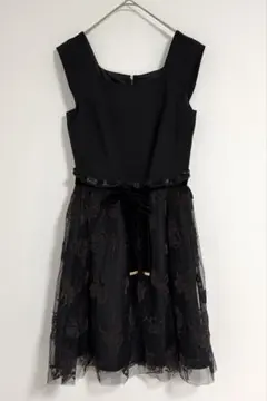 JILL STUART 黒 S レース チュール 切替 ワンピース