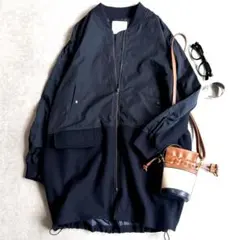 美品 ガリャルダガランテ MA-1コンビブルゾン 近年 ミドル丈アウター 紺