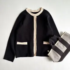 洗える♡シップス＊ポイントカラー ニット カーディガン 黒