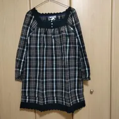 チェック　起毛　フランネル　チュニック　綿　コットン　Lサイズ　新品　ワンピース