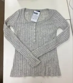 新品 Brandy Melville グレー リブ編み 長袖