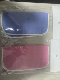 青とピンクのタオル地ハンカチ二枚セット