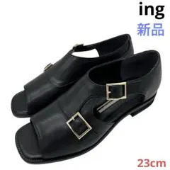 〈新品〉ing イング【23cm】ダブルモンクサイドオープンシューズ 本革のサムネイル