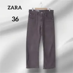 ザラ　 ストレートデニムパンツ　シンプル　ブラウン　36
