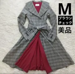 春値下げCINEMATIQ 2wayコートワンピース　グレーブラウンチェック　M