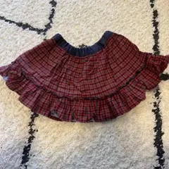 familiar チェック柄フリルリバーシブルスカート 80