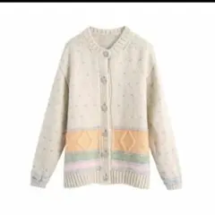 新品未着用ザラZARAビジューニットカーディガン アイボリーディズニーイースター