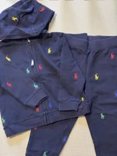 ポロ　刺繍ネイビー上下セット