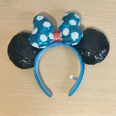 ディズニー カチューシャ ミニー 水色 水玉