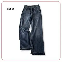 H&M &DENIM デニム ジーンズ インディゴ ワイド フリンジ レディース