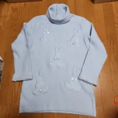 イタリヤード　うさぎタートルセーター水色