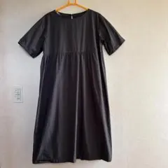 ▽ワンピース　Aライン　半袖　L　チャコールグレー　綿　大きいサイズ