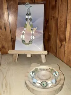 推しカラー　推し活　ストラップ　ブレスレット　ハンドメイド　2点セット　緑系