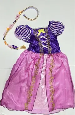 新品同様 ラプンツェル風 プリンセスドレス ティアラ付き 8~9歳 衣装