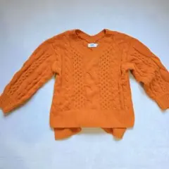 AZUL by moussy ケーブルVネックニット オレンジ Mサイズ モール