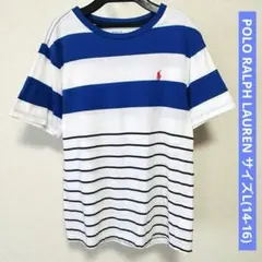 ポロラルフローレン ボーダー 半袖Tシャツ L(14-16) ブルー系