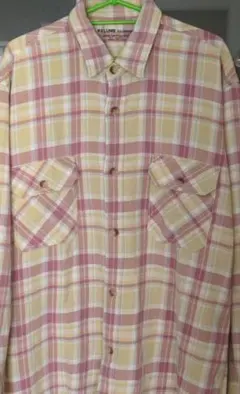 RELUME ピンク・イエロー チェック柄 長袖ネルシャツのサムネイル
