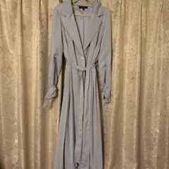 薄紫 ロングトレンチコート ウエストベルト付き