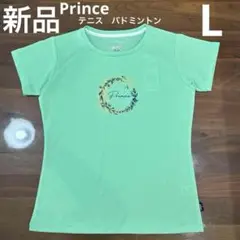 新品　プリンス　テニス　バドミントン　半袖Tシャツ　花柄　ミントグリーン　L