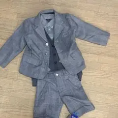ゆり様専用フォーマルスーツセット 100cm グレー系チェック　4点セット