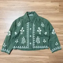 ZARA 刺繍 ショート丈 シャツ S 美品 ザラ
