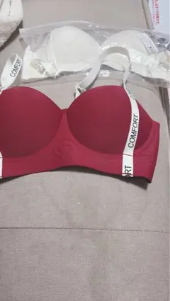 ノンワイヤーブラ白赤セット XL
