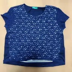 earth music&ecologyネイビー レーススリーブ Tシャツ