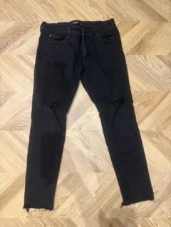 AZUL ダメージ加工 ブラックデニムパンツ