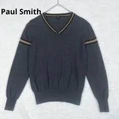 PS ポールスミス　Vネック　ニットセーター　マルチカラー　グレー　XL 春物