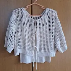 RETRO GIRL メッシュカーディガン　キャミソール付き(Ｆ)　アイボリー