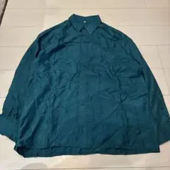 高級 80s シルクシャツ グリーン アメカジ ヴィンテージ ステッチ 絹 光沢